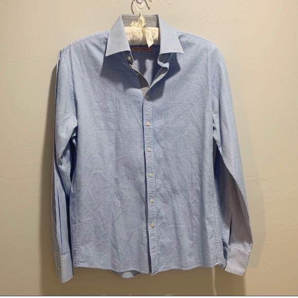THOMAS PINK Mens Twin Collection Blue Polka Dot Dress Shirt 16 - Picture 1 of 7